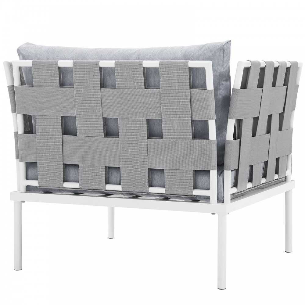 Harmony Outdoor Patio Aluminum Armchair, White Gray