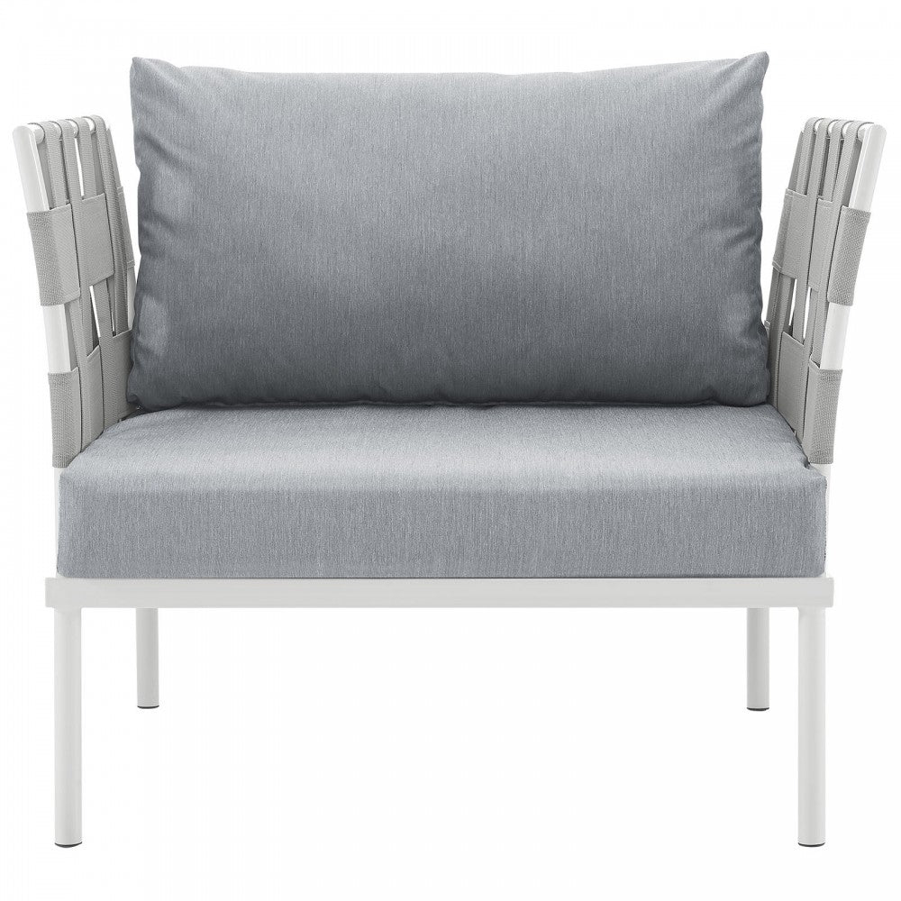 Harmony Outdoor Patio Aluminum Armchair, White Gray