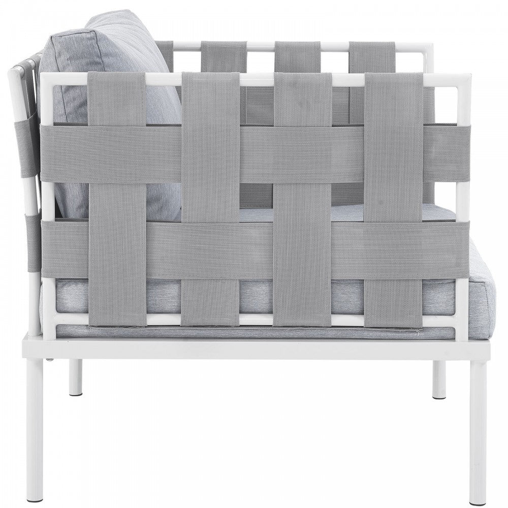 Harmony Outdoor Patio Aluminum Armchair, White Gray