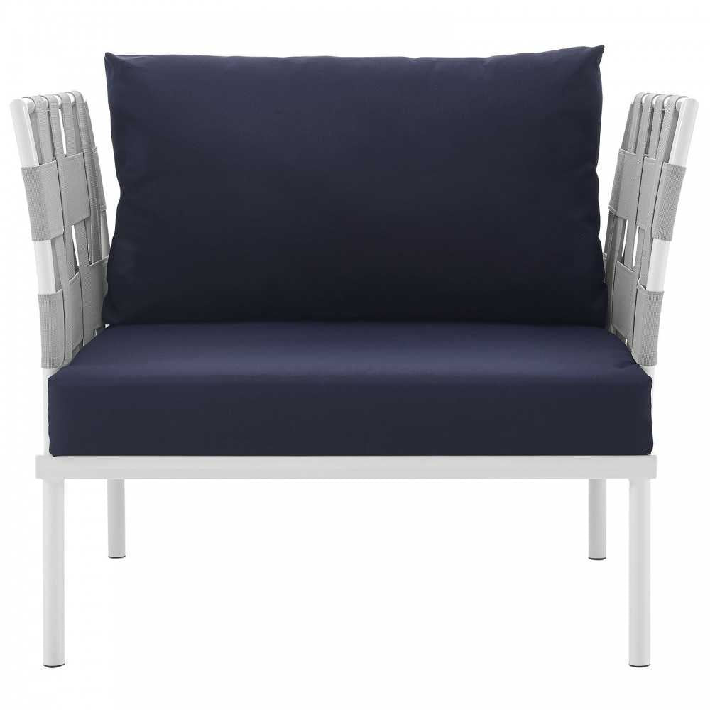 Harmony Outdoor Patio Aluminum Armchair, White Navy