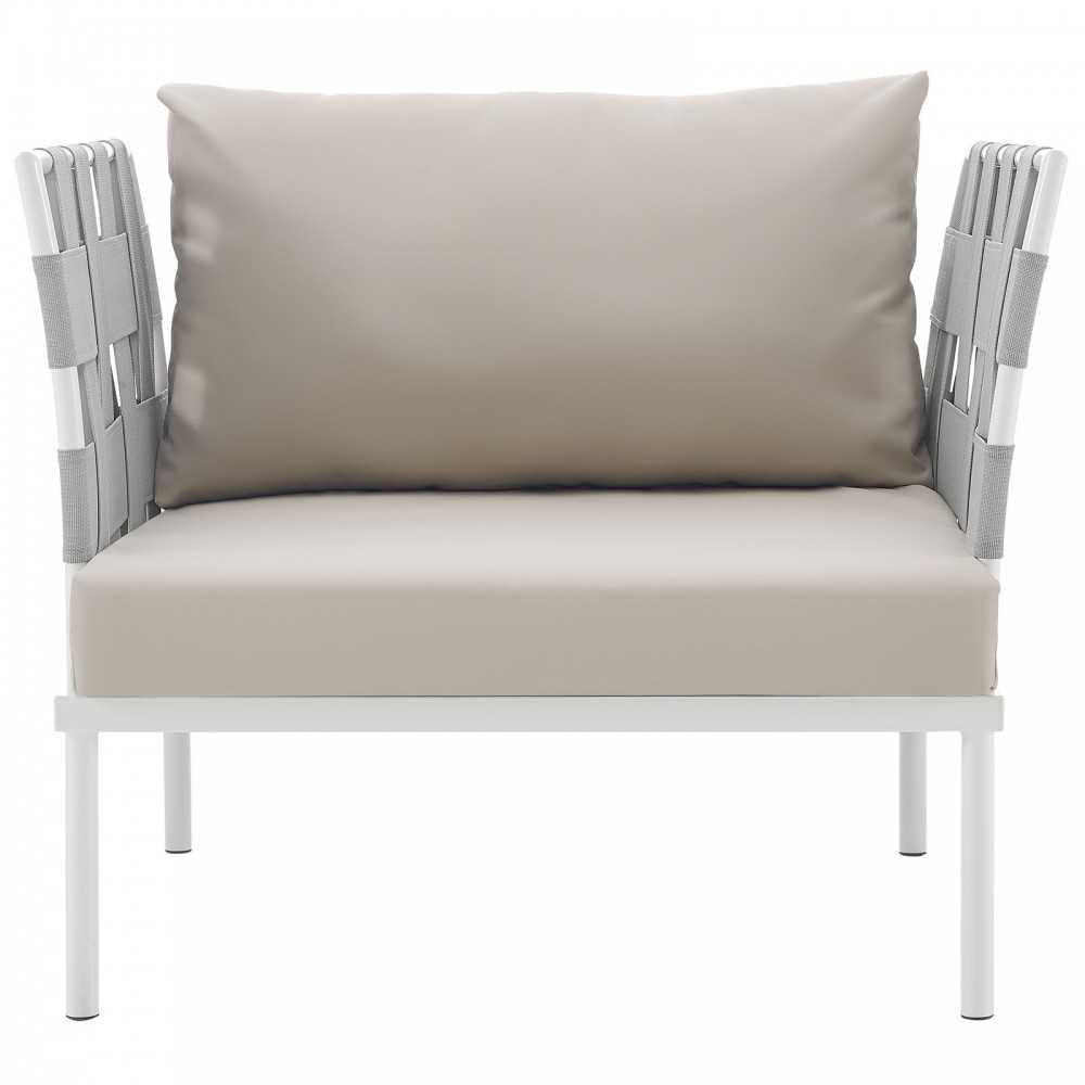 Harmony Outdoor Patio Aluminum Armchair, White Beige
