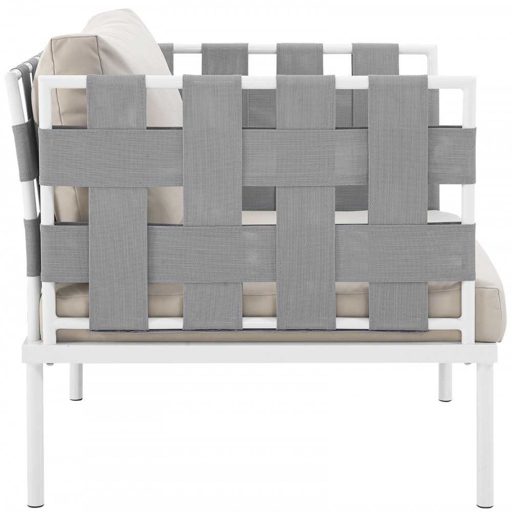 Harmony Outdoor Patio Aluminum Armchair, White Beige