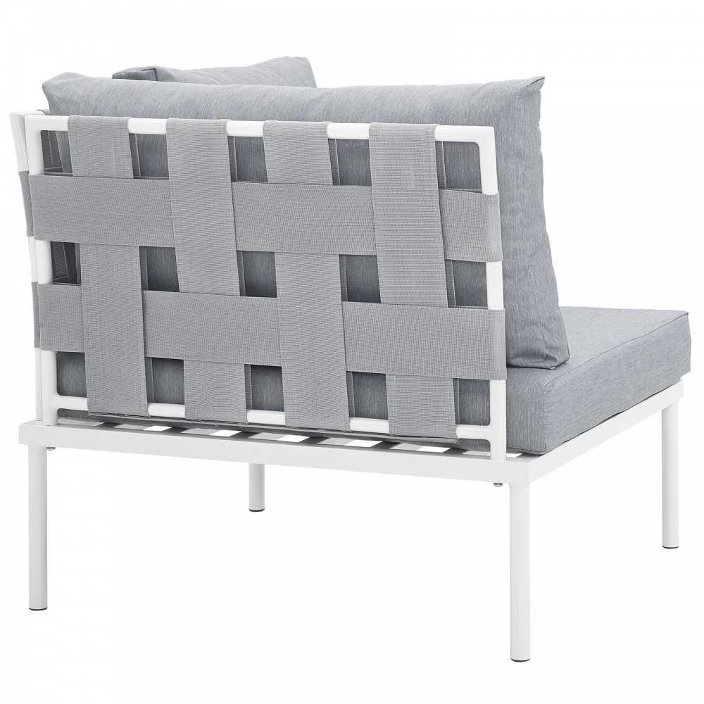 Harmony Outdoor Patio Aluminum Corner Sofa, White Gray