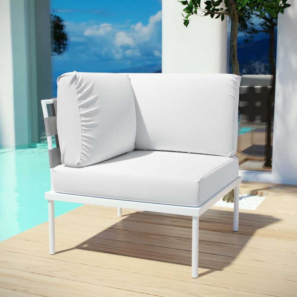 Harmony Outdoor Patio Aluminum Corner Sofa, White White