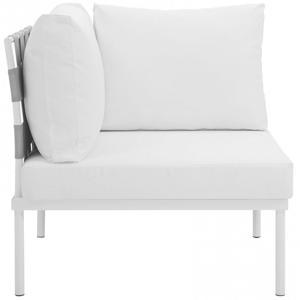 Harmony Outdoor Patio Aluminum Corner Sofa, White White