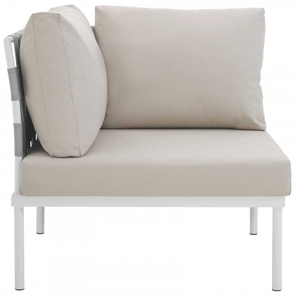Harmony Outdoor Patio Aluminum Corner Sofa, White Beige