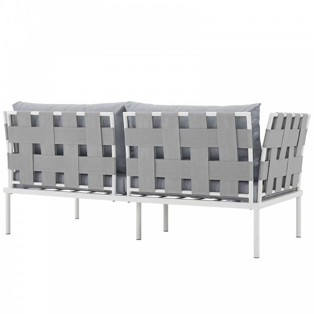 Harmony Outdoor Patio Aluminum Loveseat, White Gray