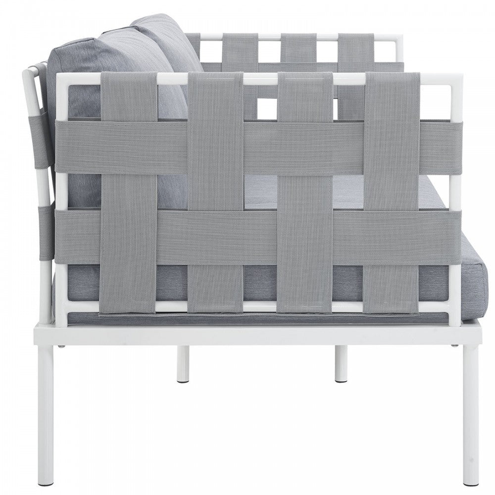 Harmony Outdoor Patio Aluminum Loveseat, White Gray