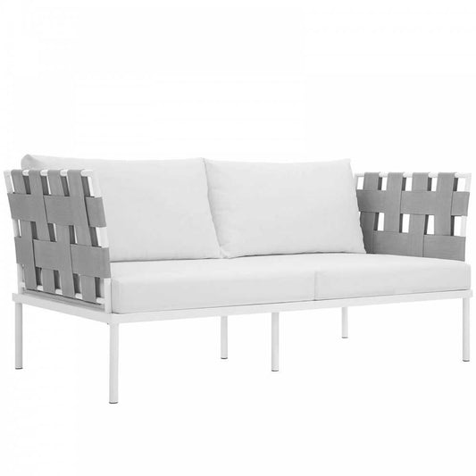 Harmony Outdoor Patio Aluminum Loveseat, White White