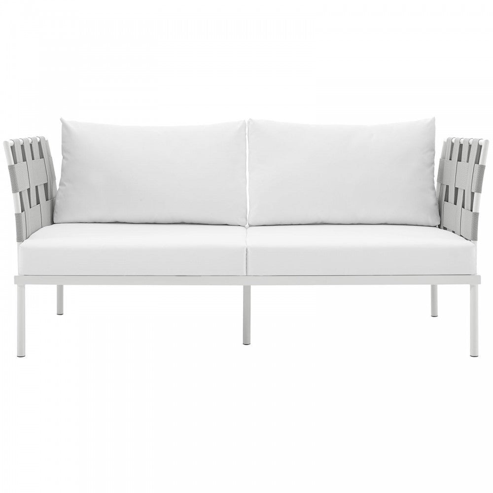 Harmony Outdoor Patio Aluminum Loveseat, White White