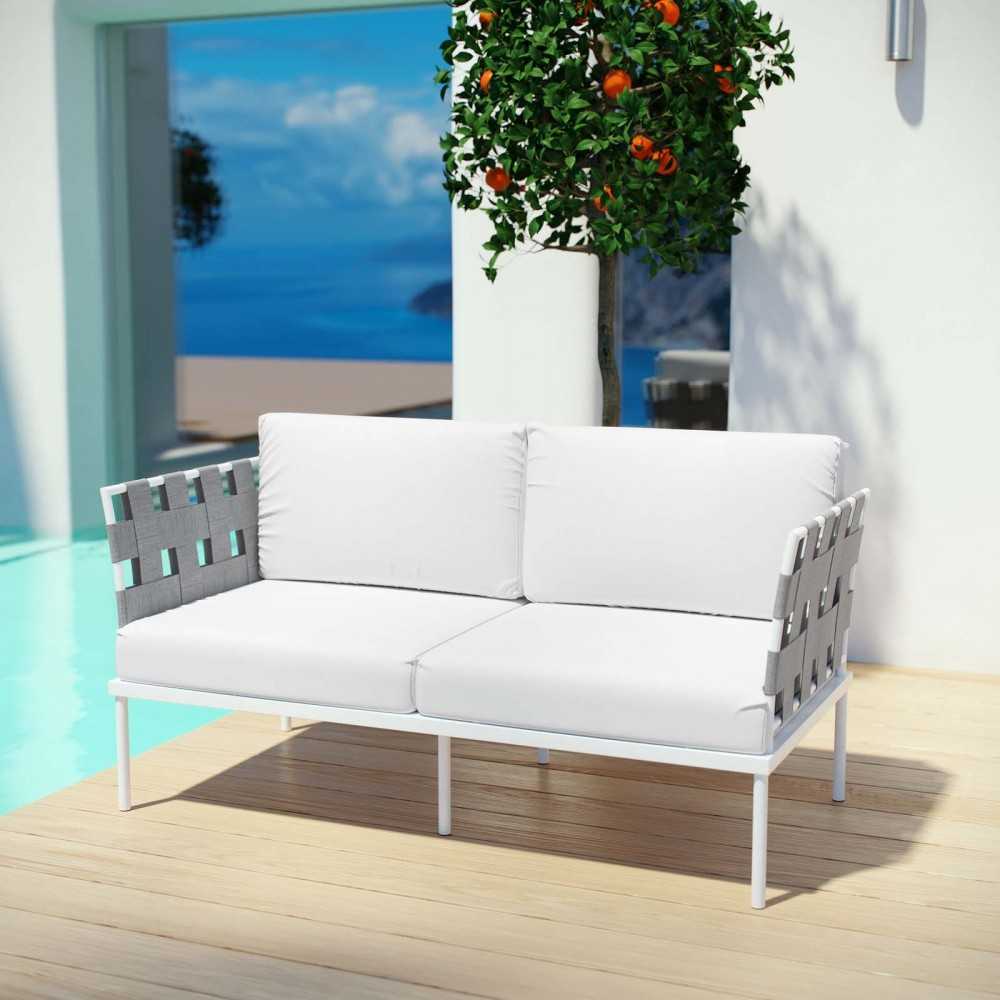 Harmony Outdoor Patio Aluminum Loveseat, White White