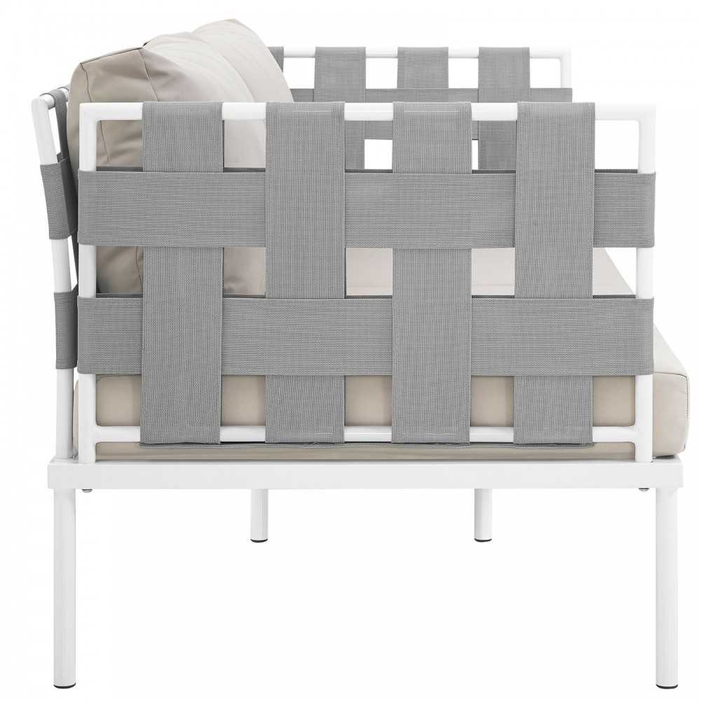 Harmony Outdoor Patio Aluminum Loveseat, White Beige