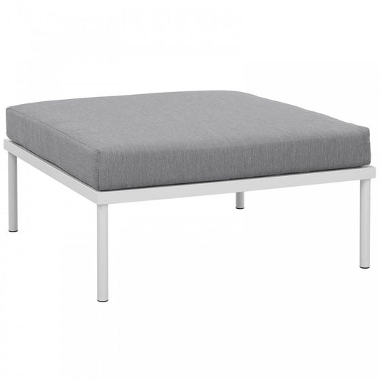 Harmony Outdoor Patio Aluminum Ottoman, White Gray