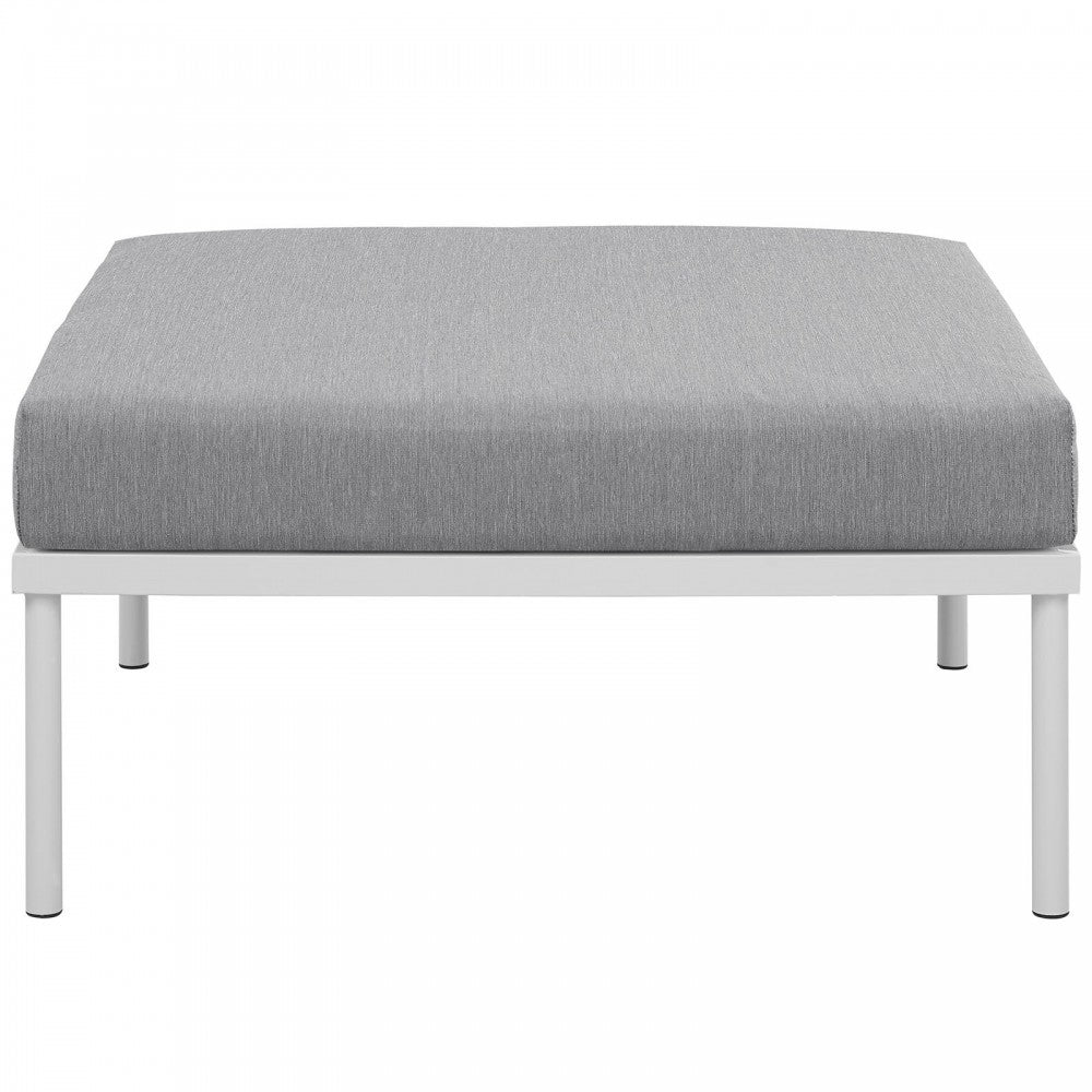 Harmony Outdoor Patio Aluminum Ottoman, White Gray