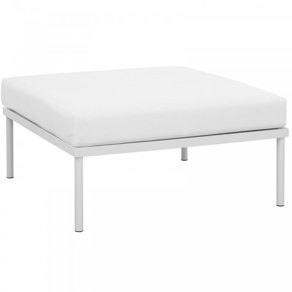 Harmony Outdoor Patio Aluminum Ottoman, White White