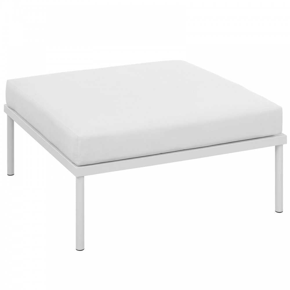 Harmony Outdoor Patio Aluminum Ottoman, White White