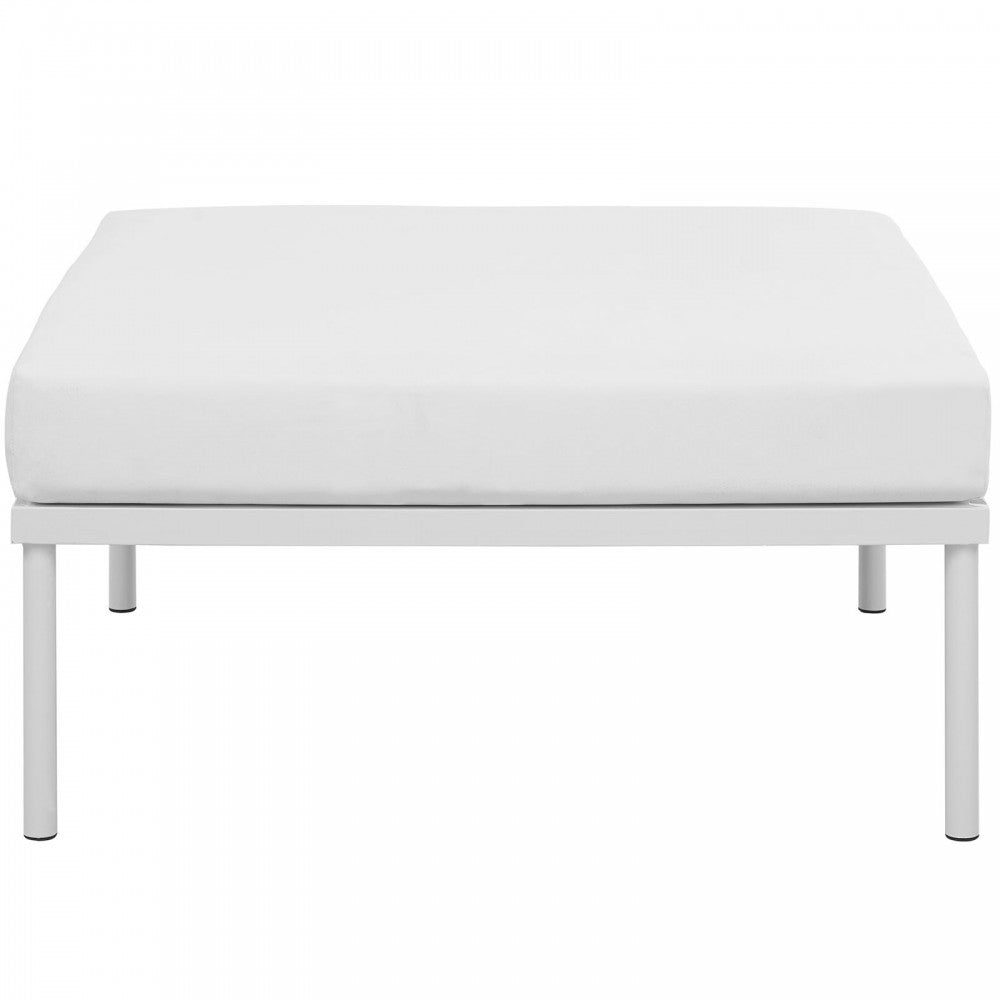 Harmony Outdoor Patio Aluminum Ottoman, White White