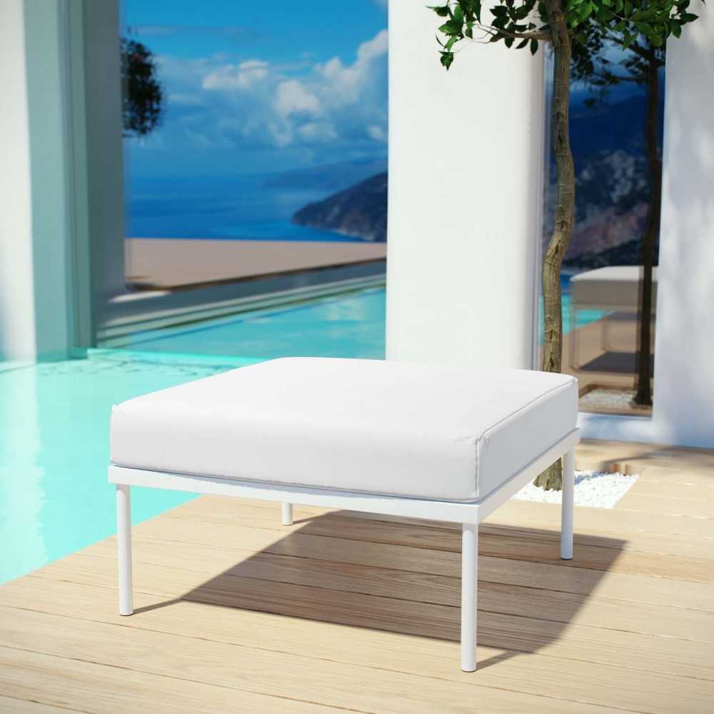 Harmony Outdoor Patio Aluminum Ottoman, White White
