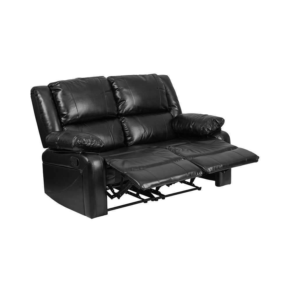 Harmony Series Black LeatherSoft Loveseat with Two Built-In Recliners