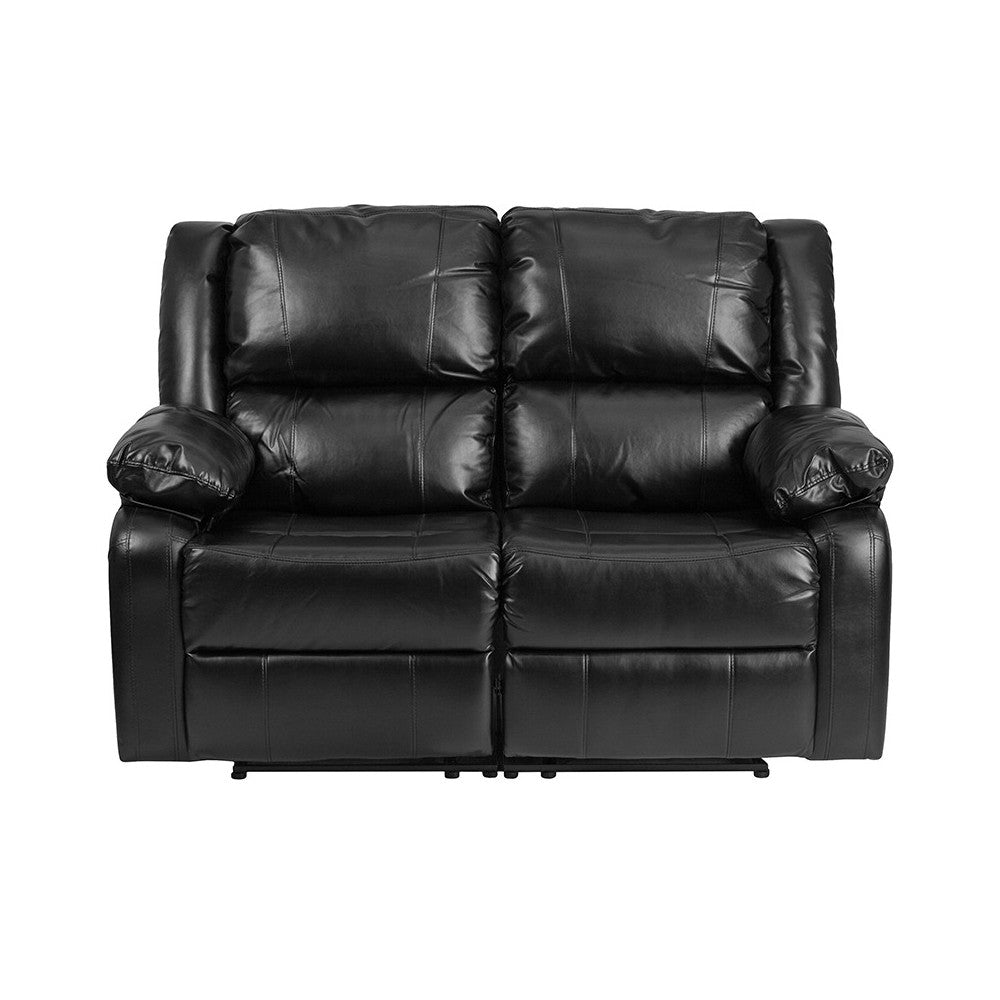 Harmony Series Black LeatherSoft Loveseat with Two Built-In Recliners