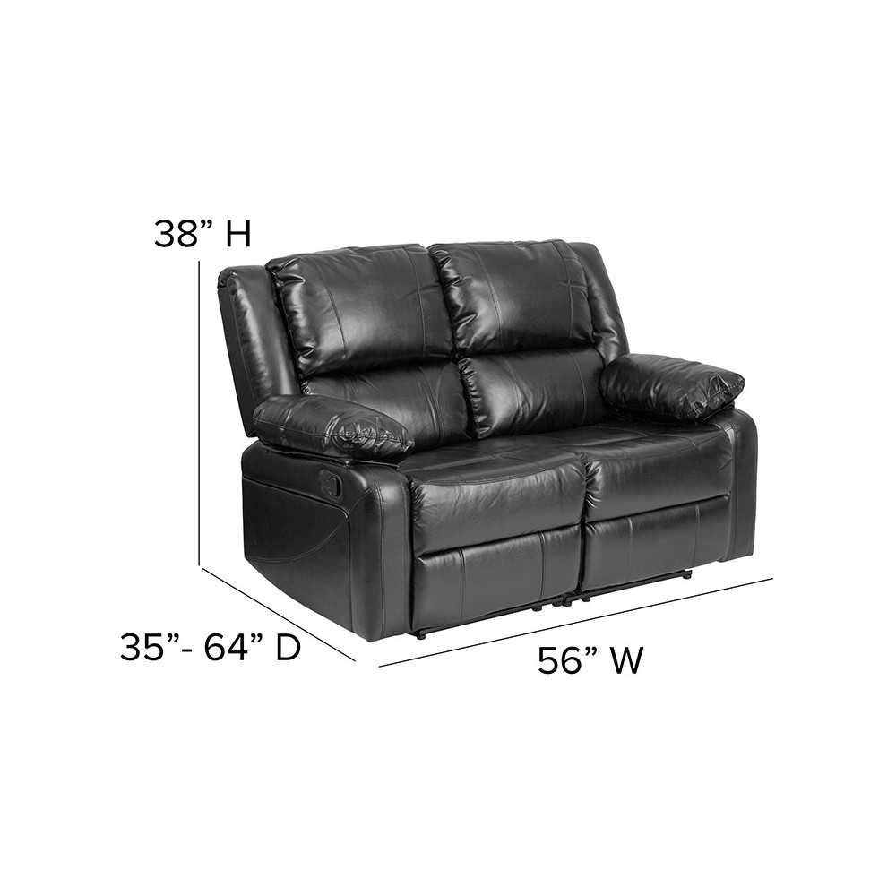 Harmony Series Black LeatherSoft Loveseat with Two Built-In Recliners