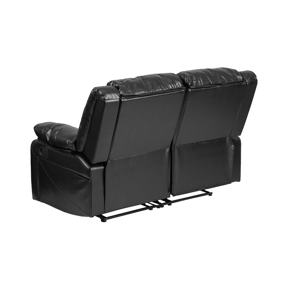Harmony Series Black LeatherSoft Loveseat with Two Built-In Recliners