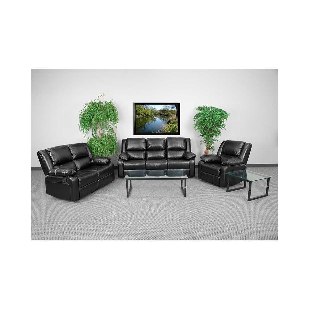 Harmony Series Black LeatherSoft Reclining Sofa Set