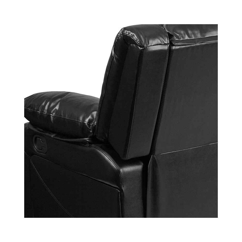 Harmony Series Black LeatherSoft Sofa with Two Built-In Recliners