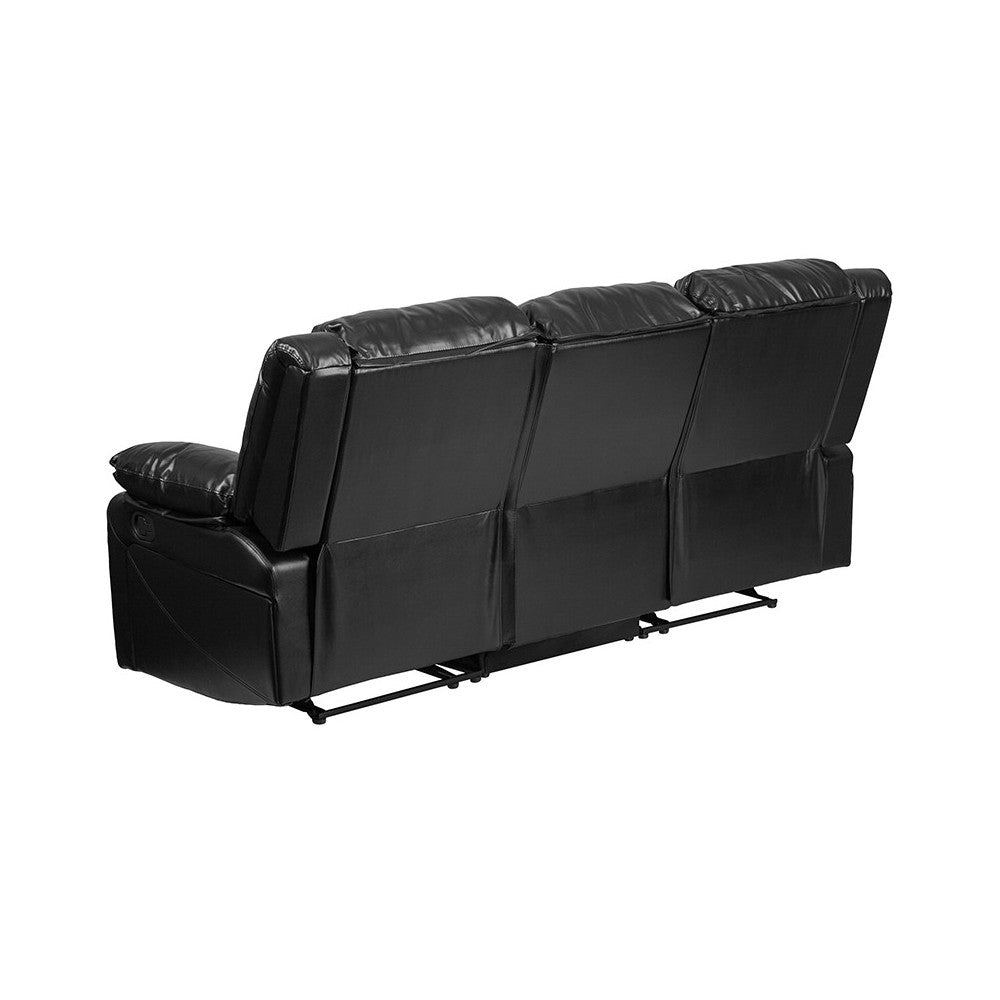Harmony Series Black LeatherSoft Sofa with Two Built-In Recliners