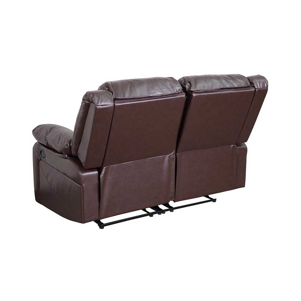 Harmony Series Brown LeatherSoft Loveseat with Two Built-In Recliners