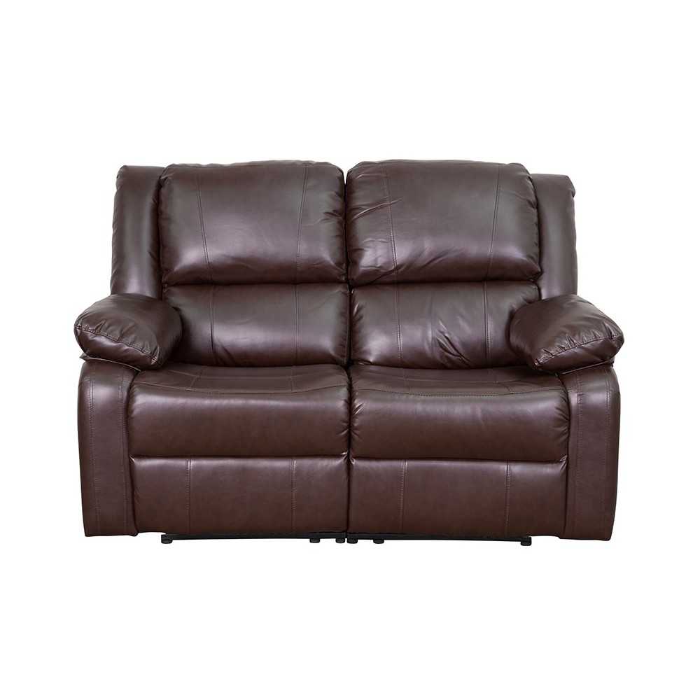 Harmony Series Brown LeatherSoft Loveseat with Two Built-In Recliners