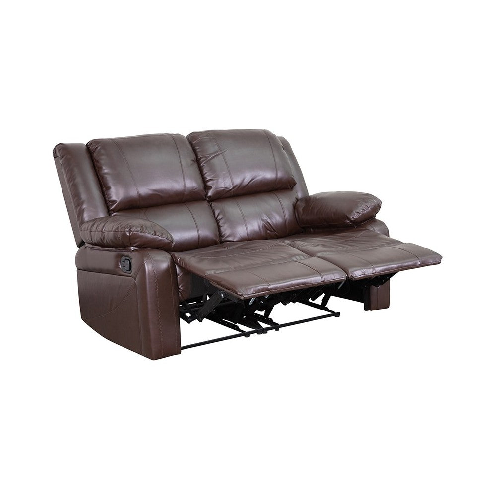 Harmony Series Brown LeatherSoft Loveseat with Two Built-In Recliners