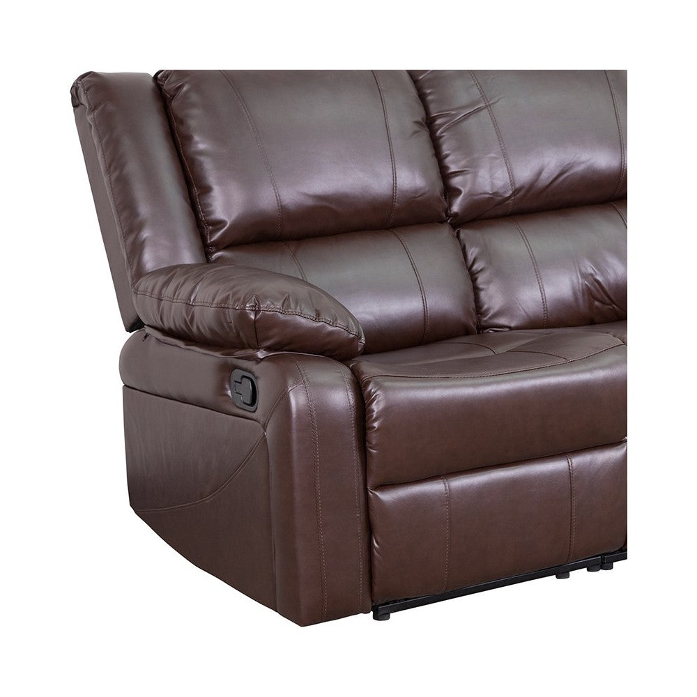 Harmony Series Brown LeatherSoft Loveseat with Two Built-In Recliners