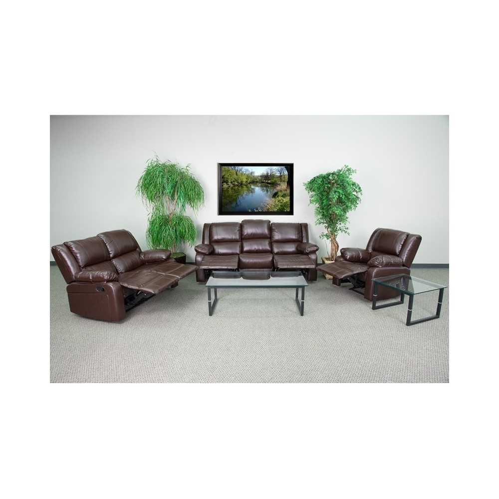 Harmony Series Brown LeatherSoft Reclining Sofa Set