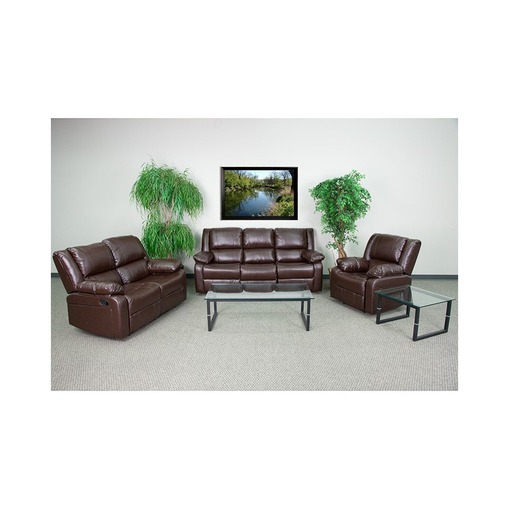 Harmony Series Brown LeatherSoft Reclining Sofa Set