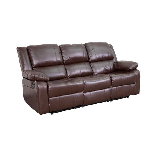 Harmony Series Brown LeatherSoft Sofa with Two Built-In Recliners