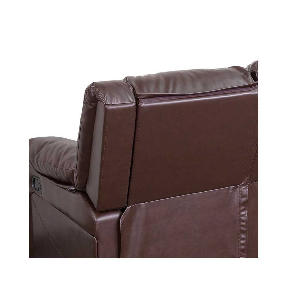 Harmony Series Brown LeatherSoft Sofa with Two Built-In Recliners
