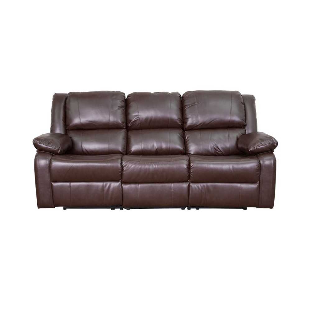 Harmony Series Brown LeatherSoft Sofa with Two Built-In Recliners