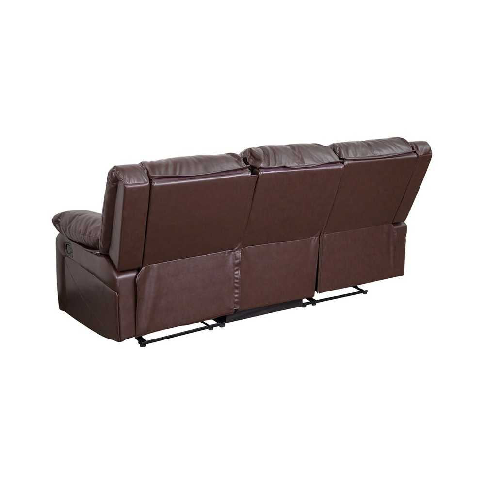 Harmony Series Brown LeatherSoft Sofa with Two Built-In Recliners