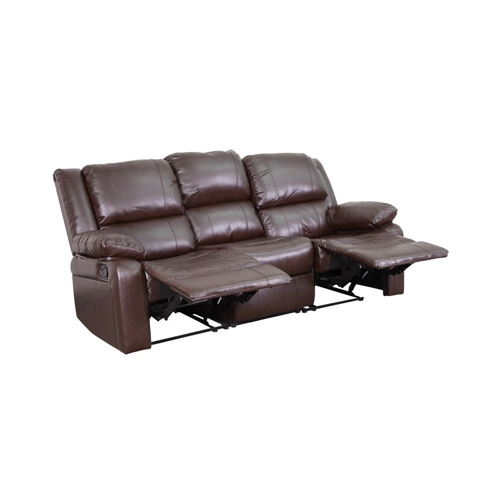Harmony Series Brown LeatherSoft Sofa with Two Built-In Recliners
