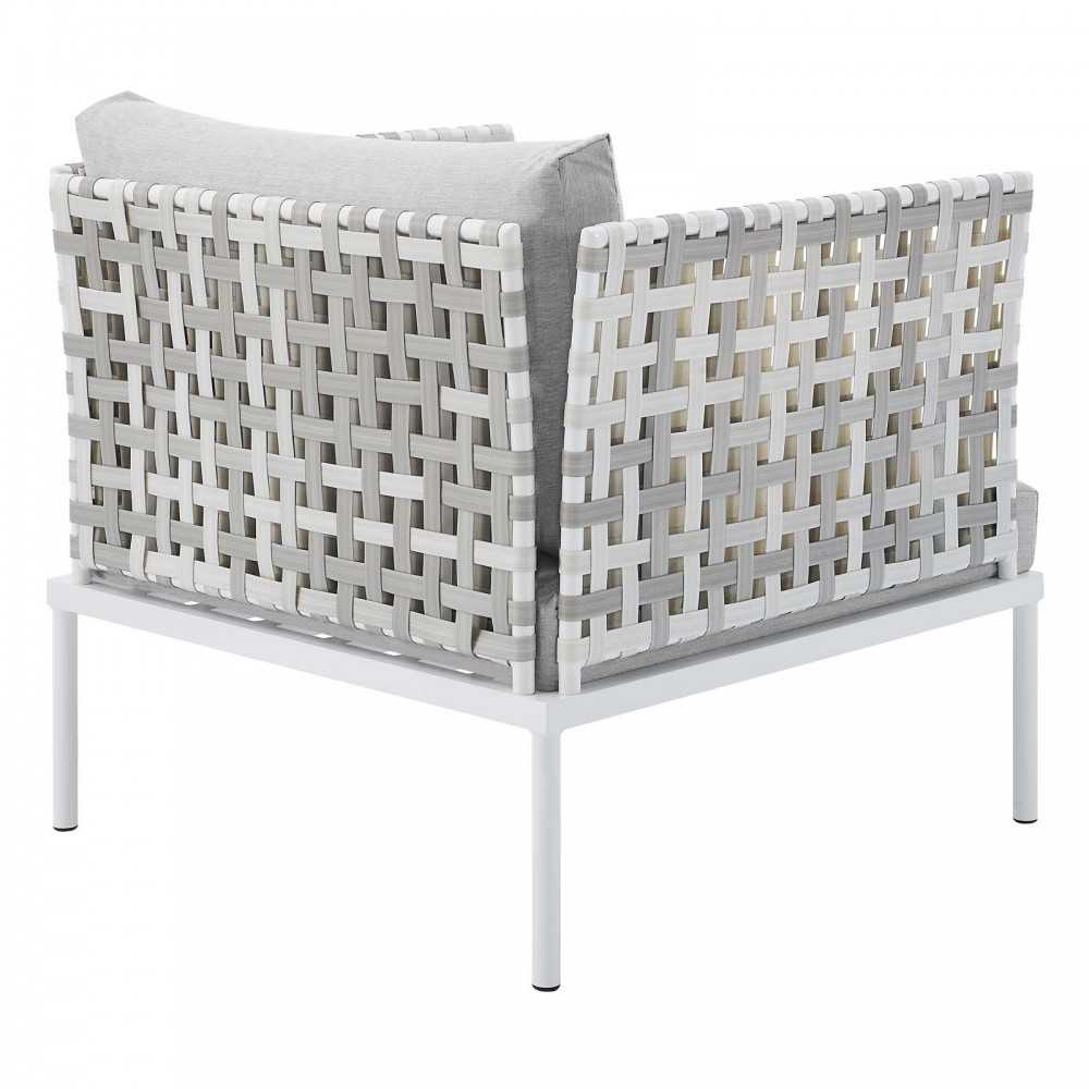 Harmony Sunbrella Basket Weave Outdoor Patio Aluminum Armchair, Taupe Gray