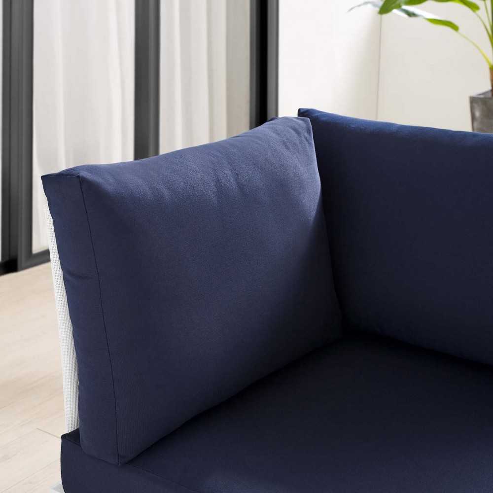 Harmony Sunbrella Outdoor Patio All Mesh Corner Chair, White Navy