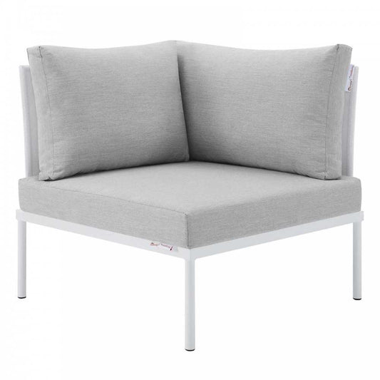 Harmony Sunbrella Outdoor Patio All Mesh Corner Chair, White Gray