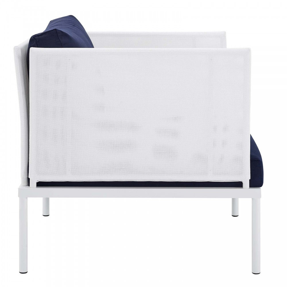 Harmony Sunbrella Outdoor Patio Aluminum Armchair, White Navy