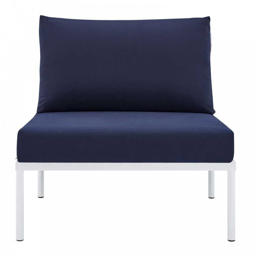 Harmony Sunbrella Outdoor Patio Aluminum Armless Chair, Gray Navy