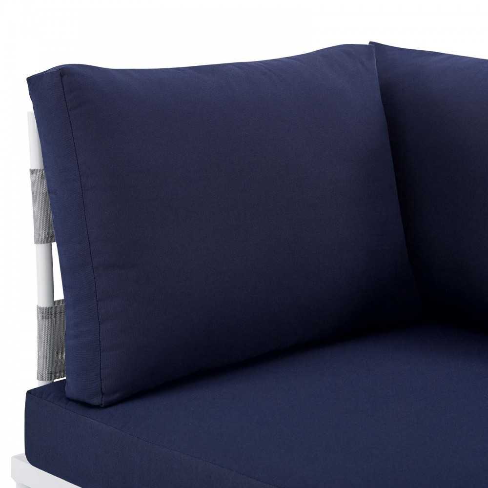 Harmony Sunbrella Outdoor Patio Aluminum Corner Chair, Gray Navy