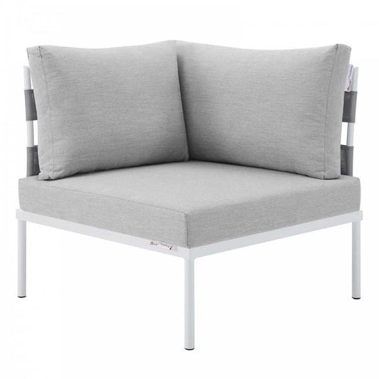 Harmony Sunbrella Outdoor Patio Aluminum Corner Chair, Gray Gray
