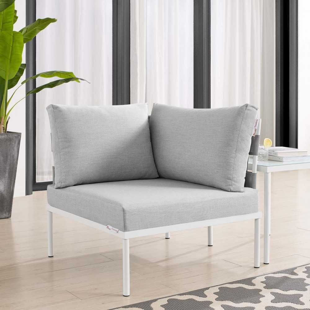 Harmony Sunbrella Outdoor Patio Aluminum Corner Chair, Gray Gray