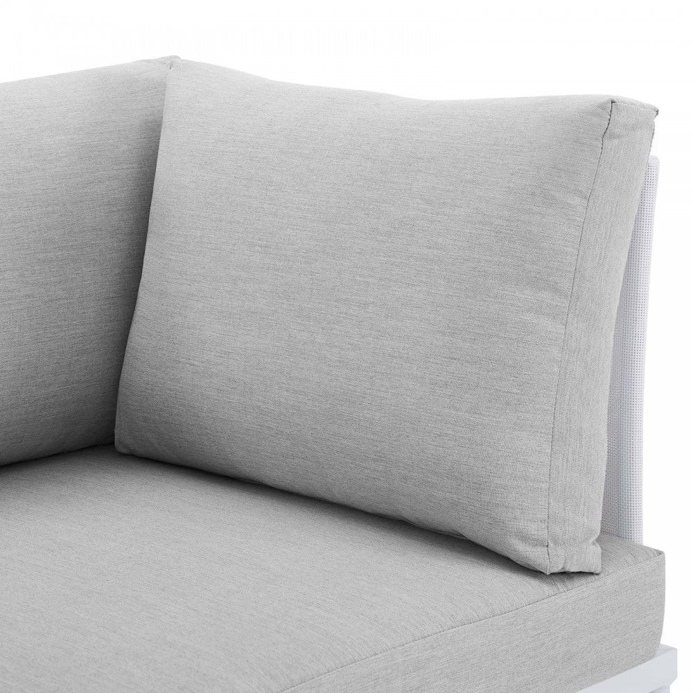 Harmony Sunbrella Outdoor Patio Aluminum Loveseat, White Gray