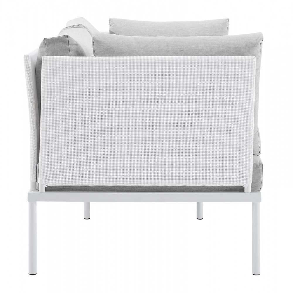 Harmony Sunbrella Outdoor Patio Aluminum Loveseat, White Gray